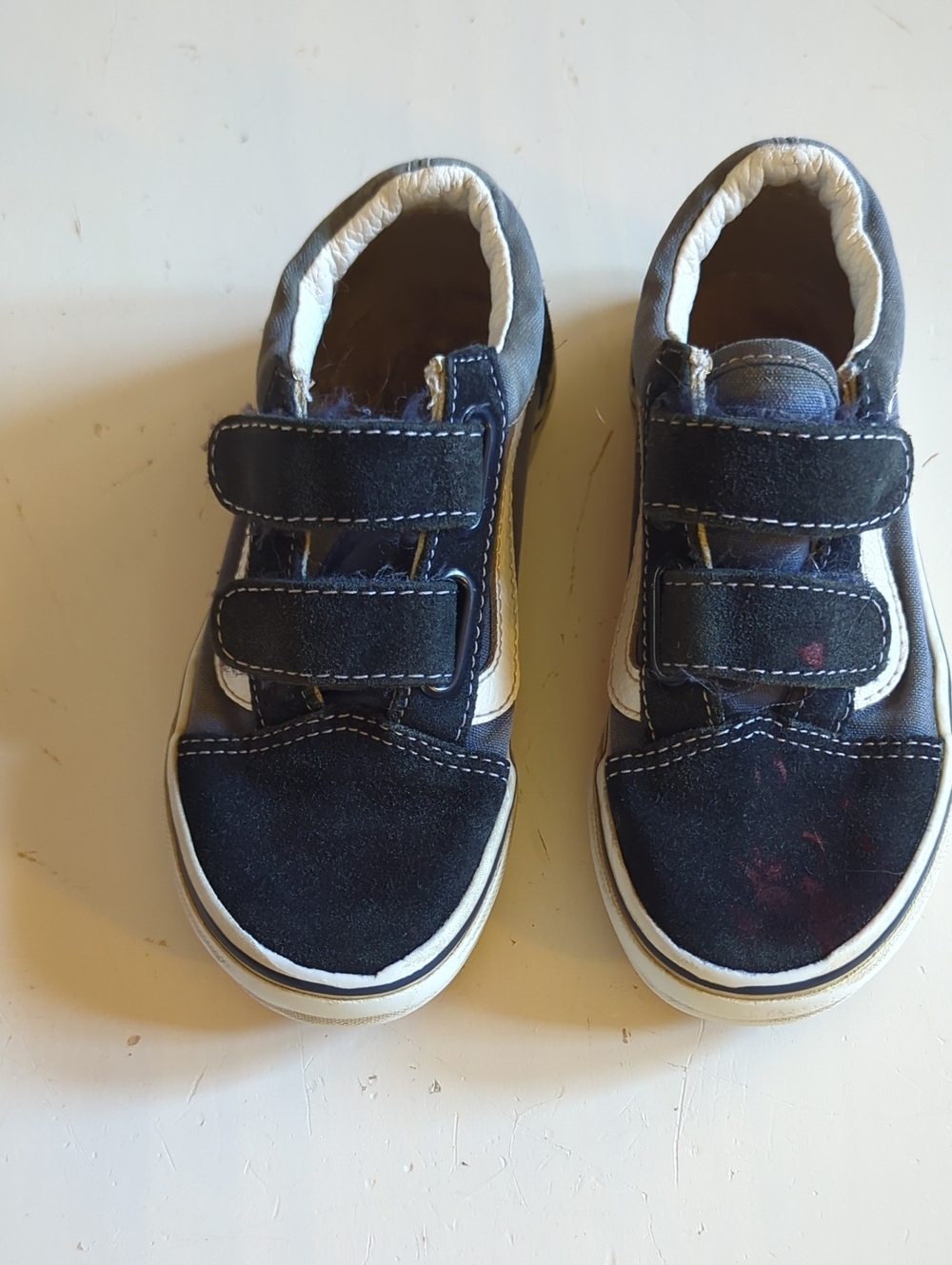 Vans Kids Navy and White Velcro Sneakers 12